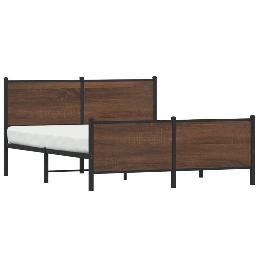 Cadre de lit en métal sans matelas chêne marron 140x190 cm