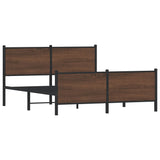 Cadre de lit en métal sans matelas chêne marron 140x190 cm