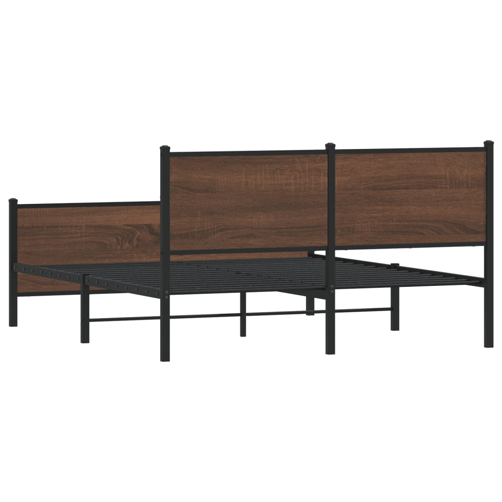 Cadre de lit en métal sans matelas chêne marron 140x190 cm