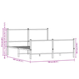 Metallbettgestell ohne Matratze, braune Eiche, 160 x 200 cm