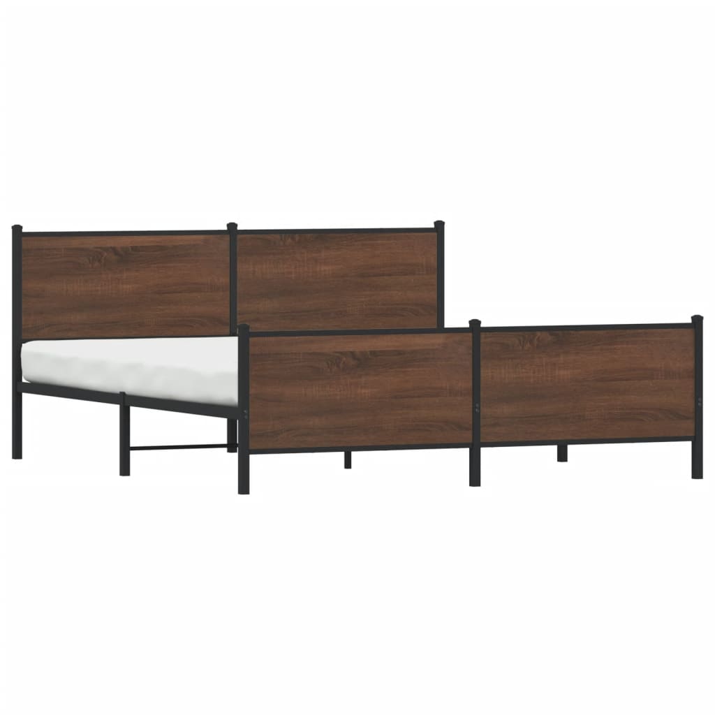 Cadre de lit en métal sans matelas chêne marron 183x213 cm