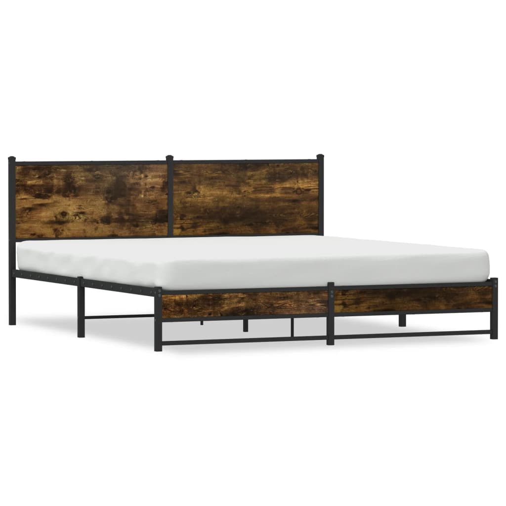 Cadre de lit en métal sans matelas chêne fumé 183x213 cm