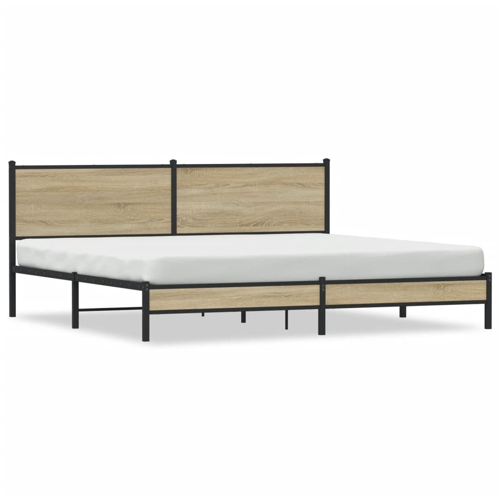 Cadre de lit en métal sans matelas chêne sonoma 200x200 cm