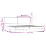 Metallbettgestell ohne Matratze Sonoma-Eiche 193x203 cm