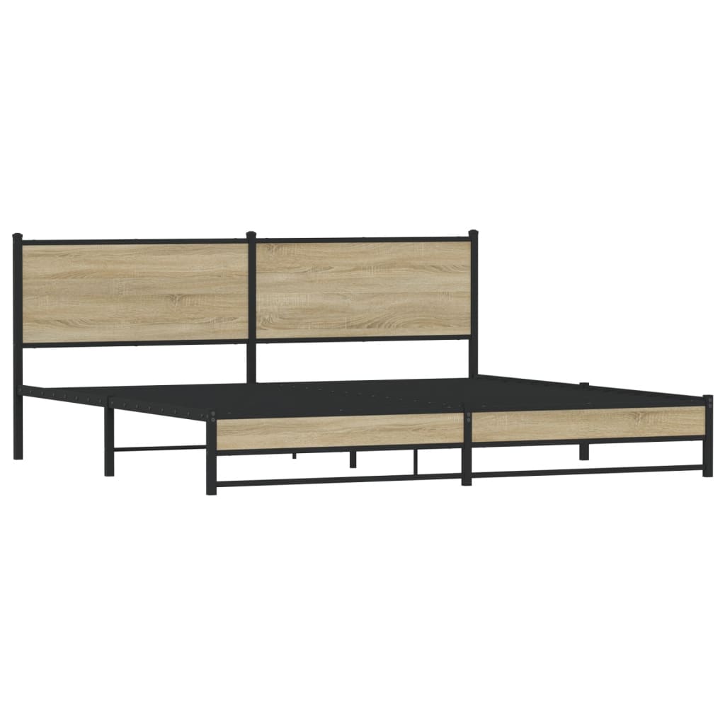 Cadre de lit en métal sans matelas chêne sonoma 200x200 cm