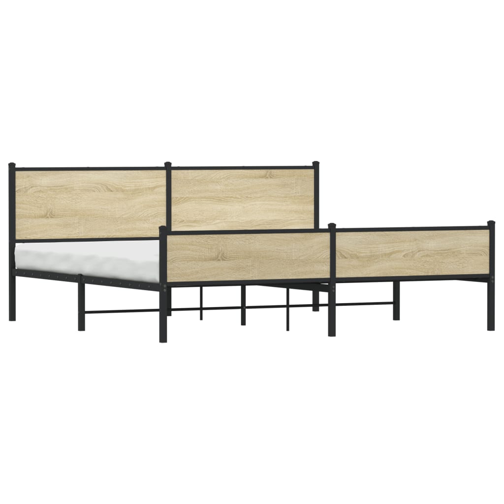 Cadre de lit en métal sans matelas chêne sonoma 200x200 cm