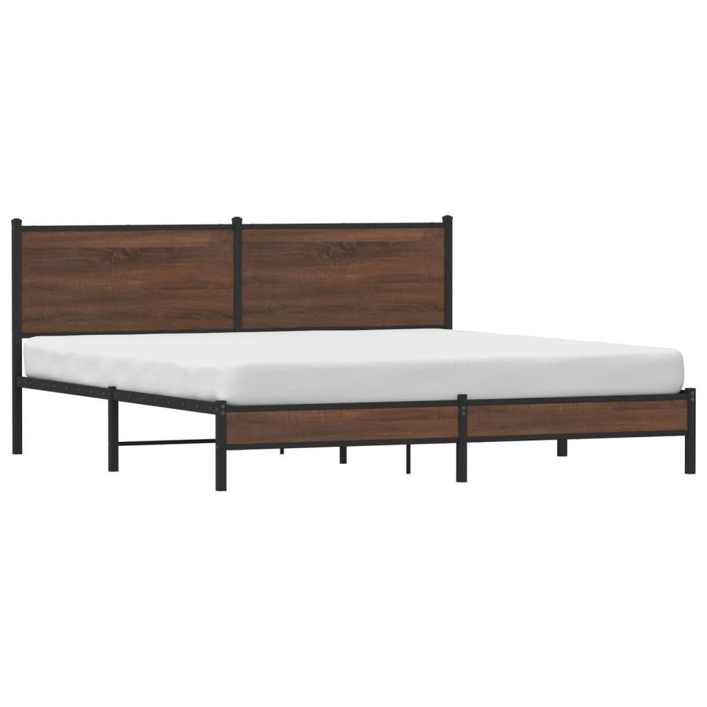 Cadre de lit en métal sans matelas chêne marron 183x213 cm