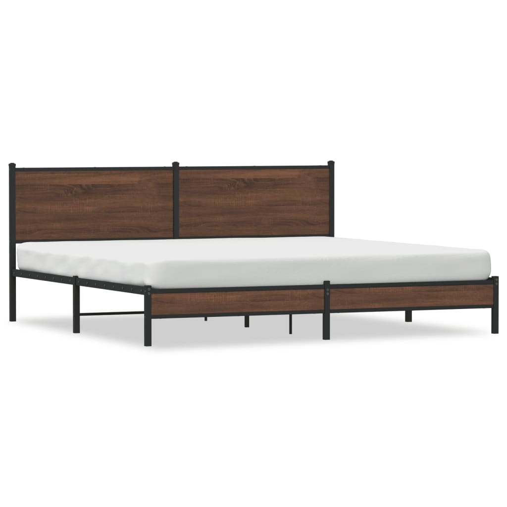 Cadre de lit en métal sans matelas chêne marron 200x200 cm