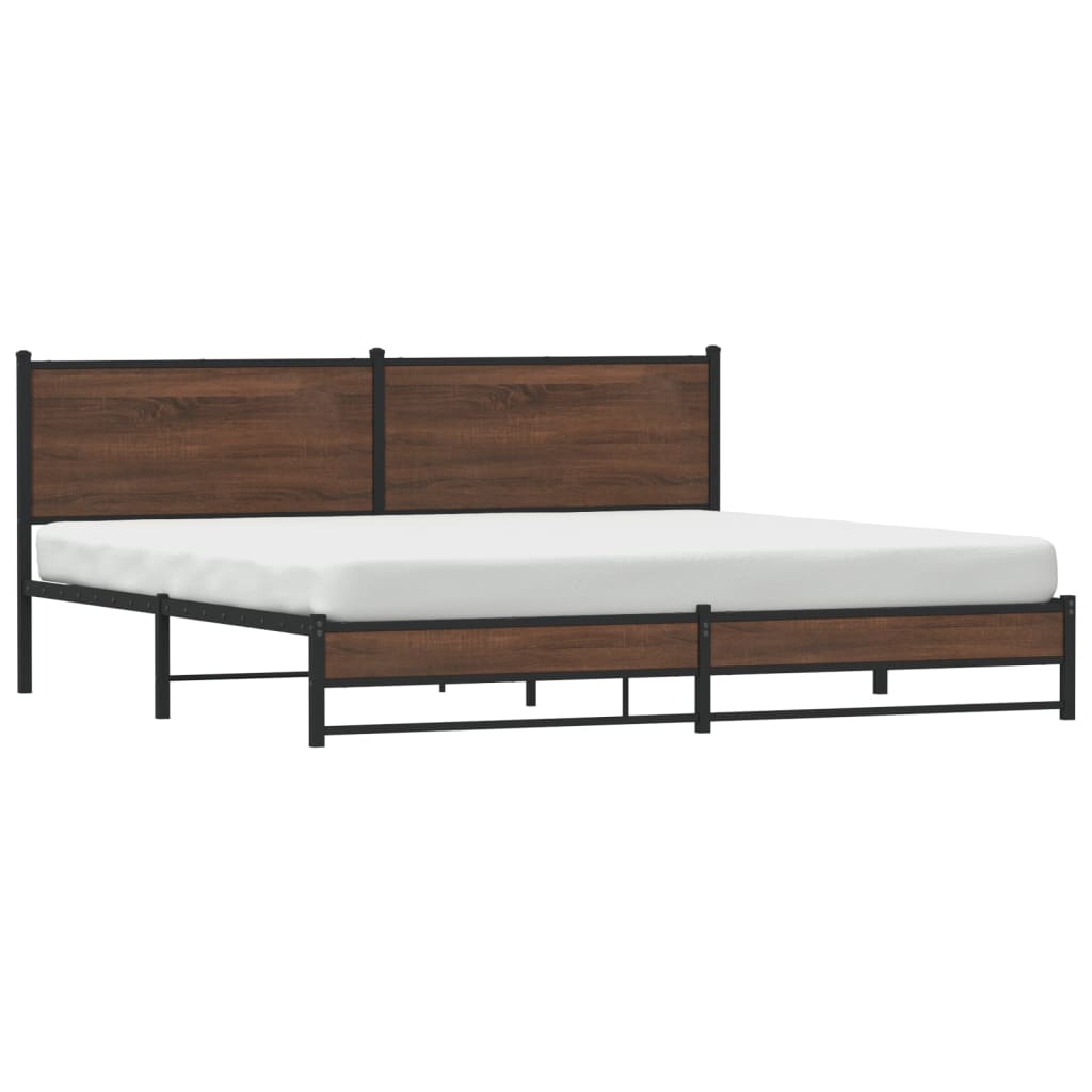 Cadre de lit en métal sans matelas chêne marron 193x203 cm