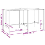 Table de bar noir 200x100x110 cm acier enduit de poudre