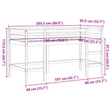 Kinderhochbett ohne Matratze mit Leiter 80x200 cm