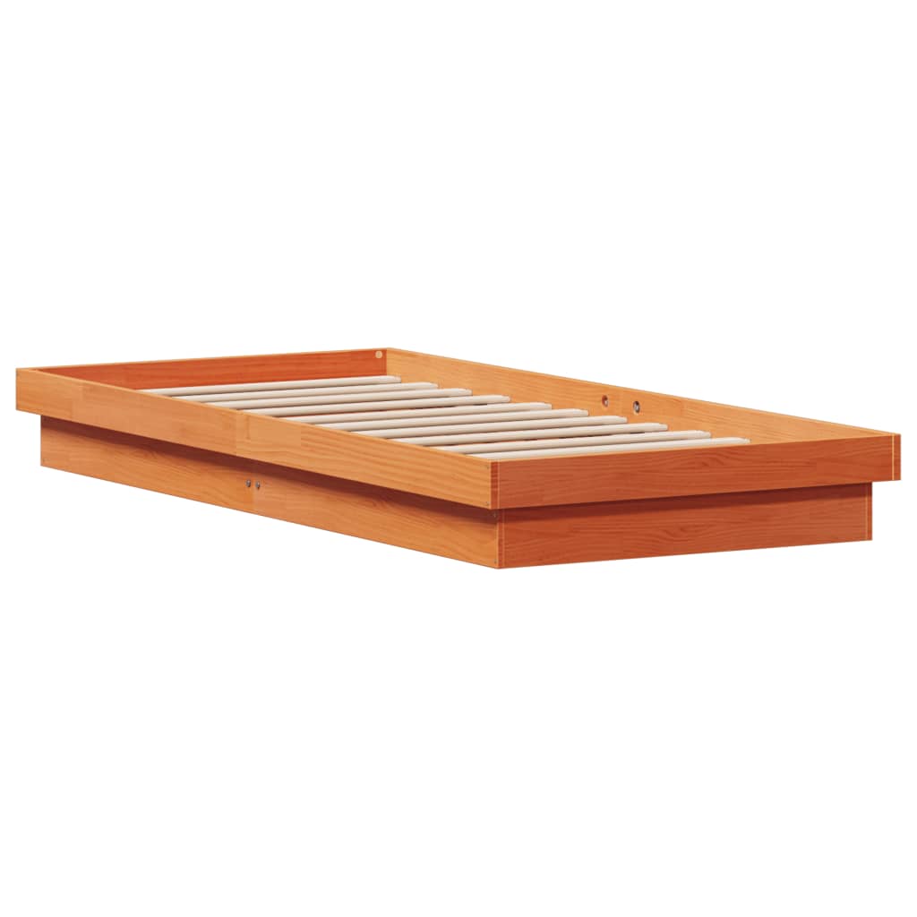 Cadre de lit à LED sans matelas 75x190 cm bois massif