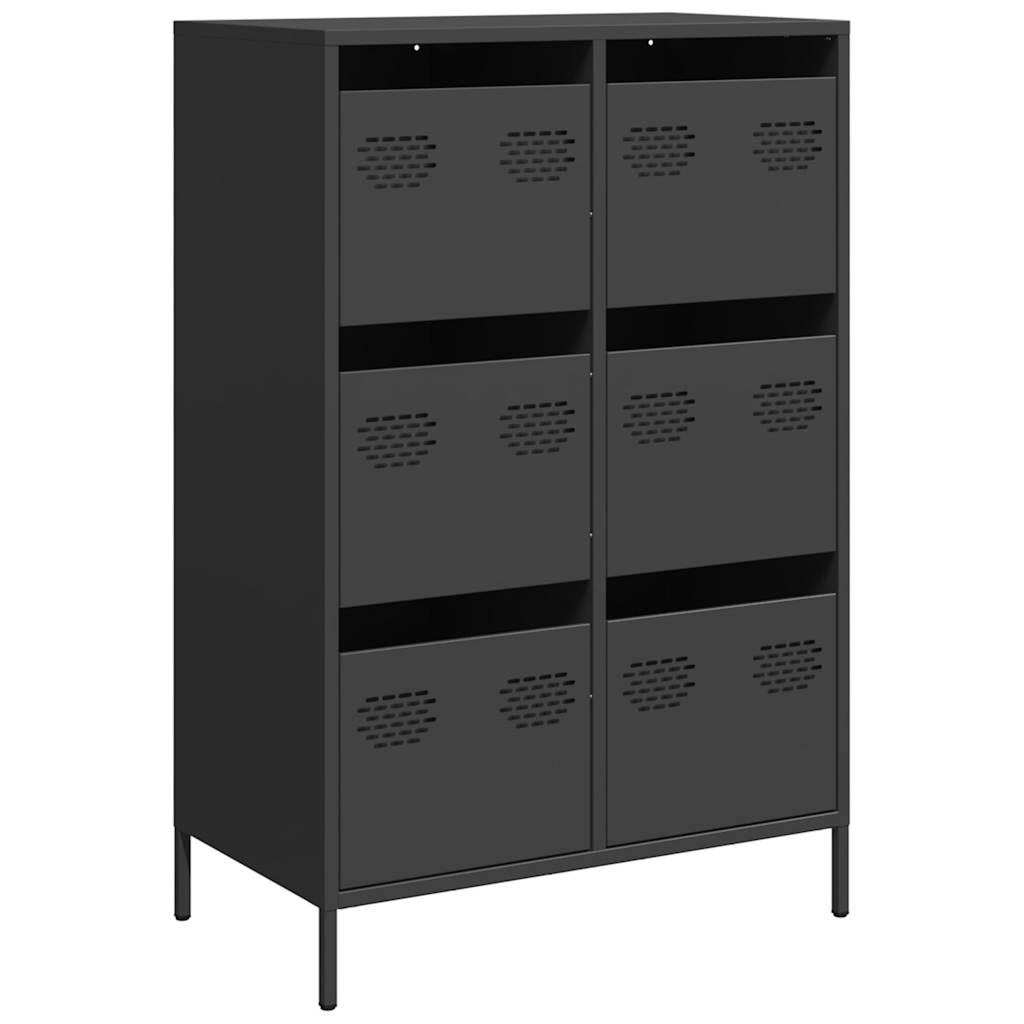 Buffet haut noir 68x39x101,5 cm acier