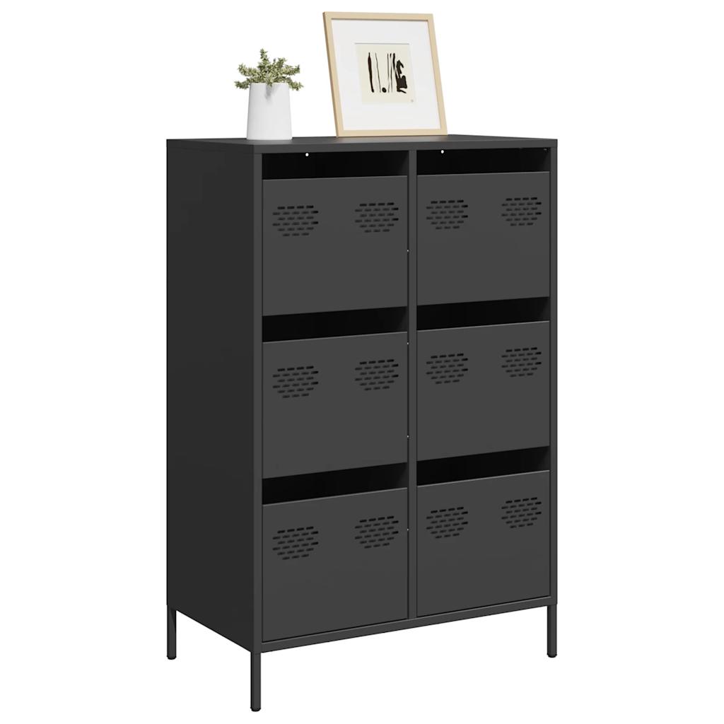 Buffet haut noir 68x39x101,5 cm acier