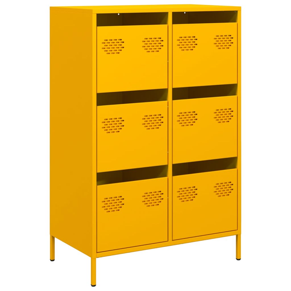 Buffet haut jaune moutarde 68x39x101,5 cm acier