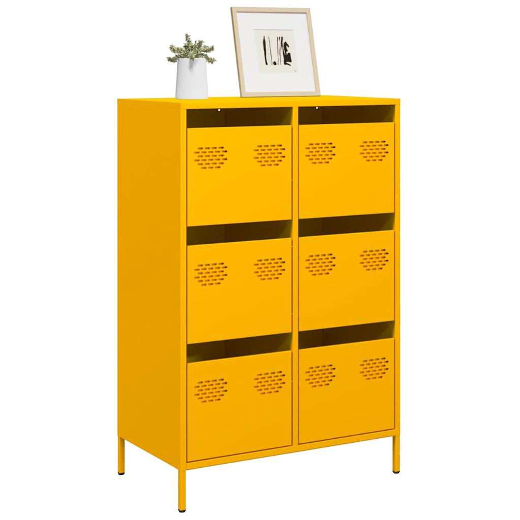 Buffet haut jaune moutarde 68x39x101,5 cm acier