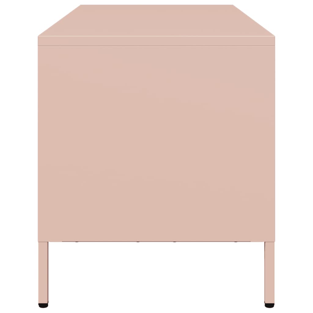 Meuble TV rose 101,5x39x43,5 cm acier laminé à froid