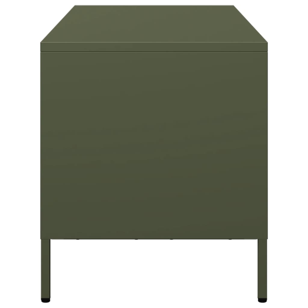 Meuble TV vert olive 101,5x39x43,5 cm acier laminé à froid