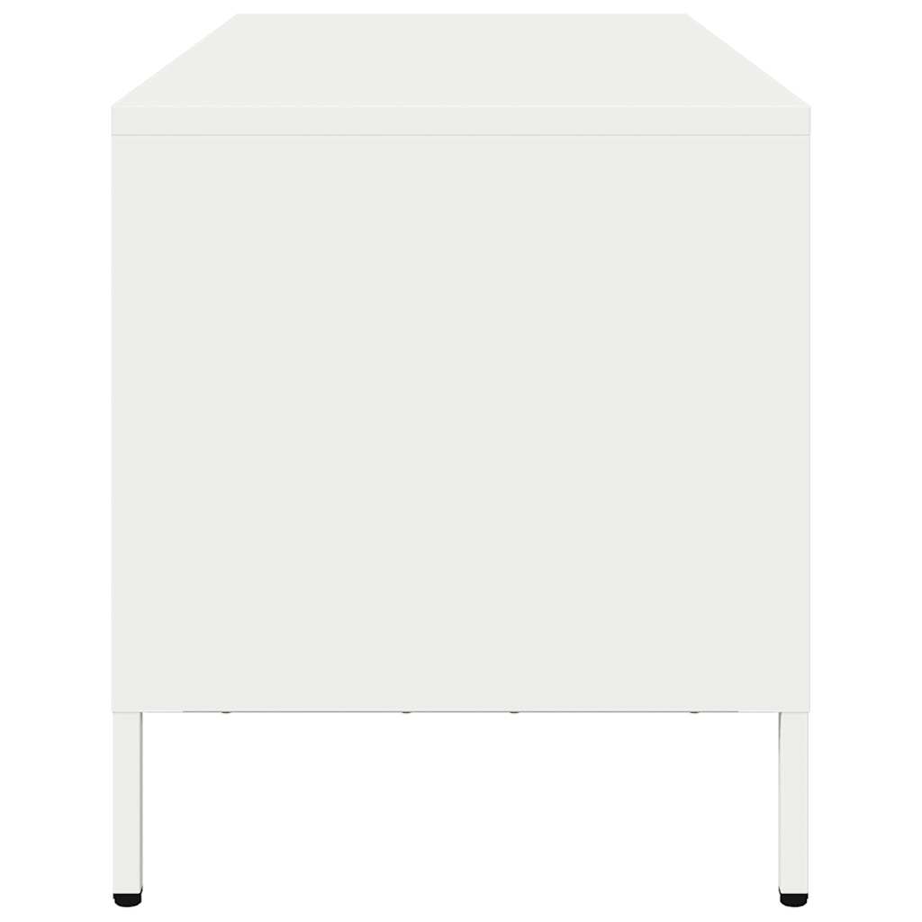 Meuble TV blanc 101,5x39x43,5 cm acier laminé à froid