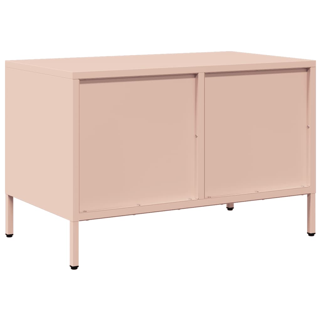 Meuble TV rose 68x39x43,5 cm acier laminé à froid