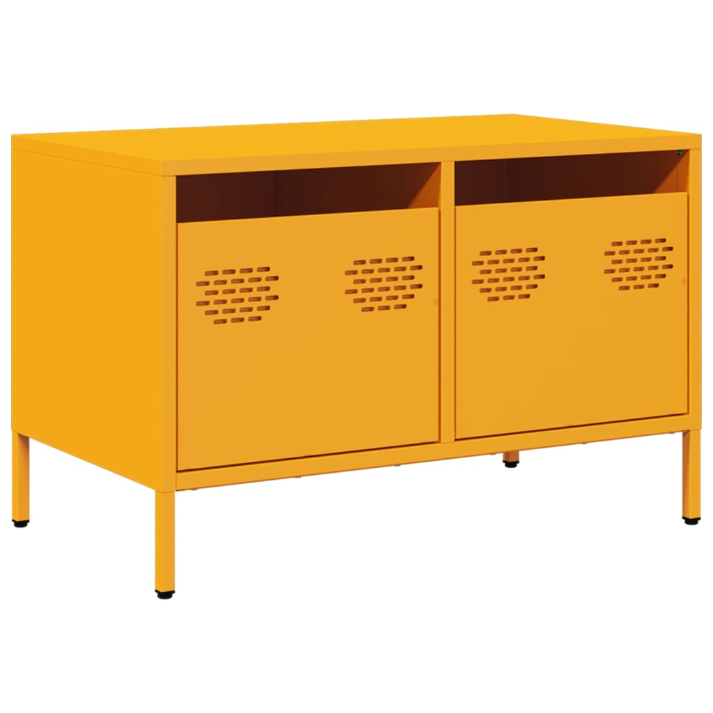 Meuble TV jaune moutarde 68x39x43,5 cm acier laminé à froid