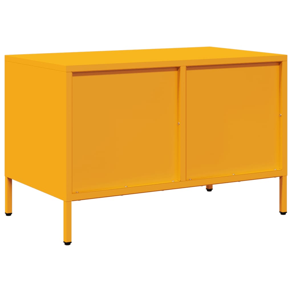 Meuble TV jaune moutarde 68x39x43,5 cm acier laminé à froid