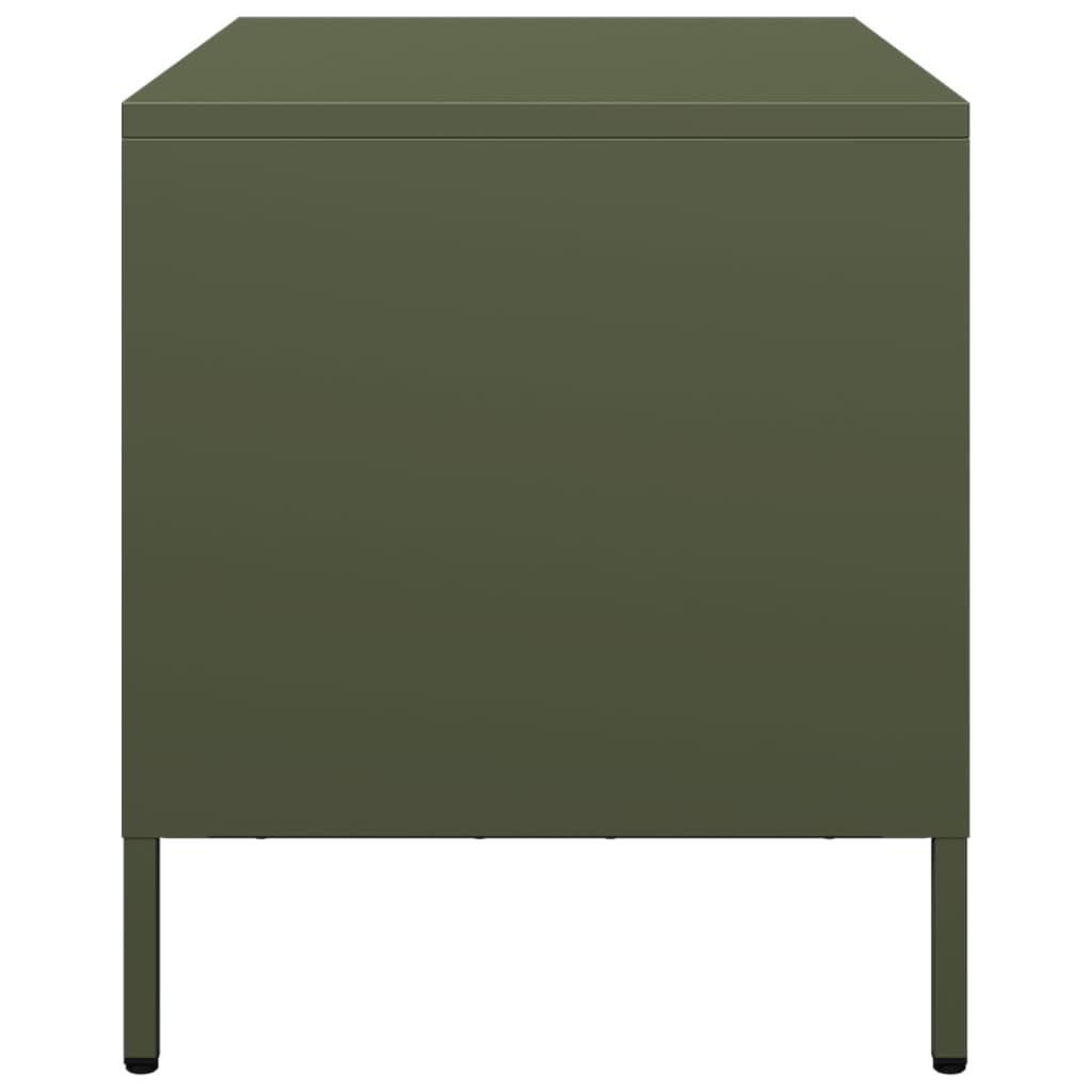 Meuble TV vert olive 68x39x43,5 cm acier laminé à froid