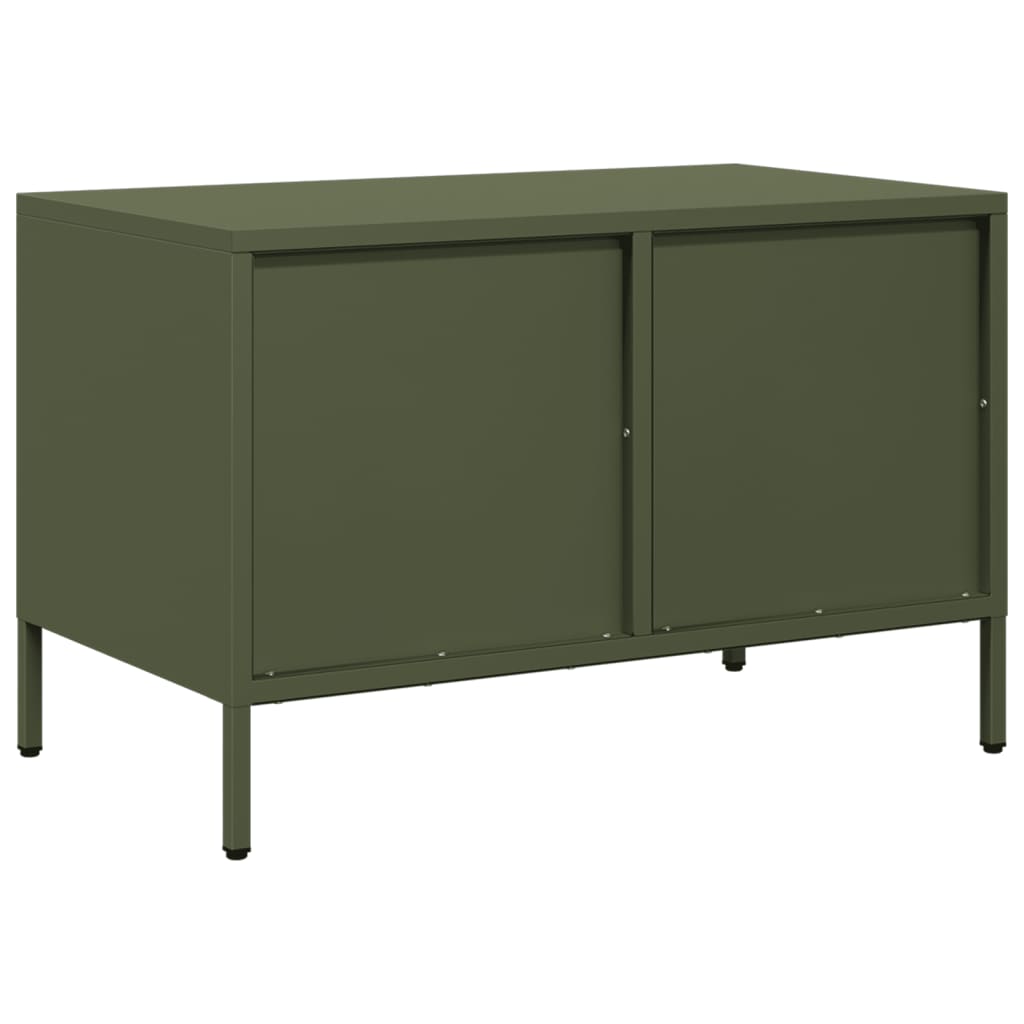 Meuble TV vert olive 68x39x43,5 cm acier laminé à froid