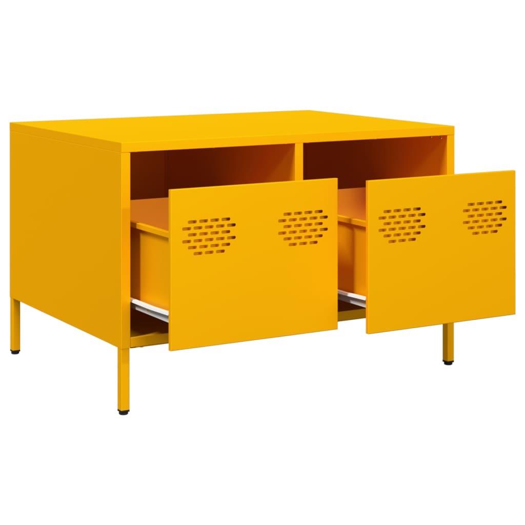 Meuble TV jaune moutarde 68x50x43,5 cm acier laminé à froid