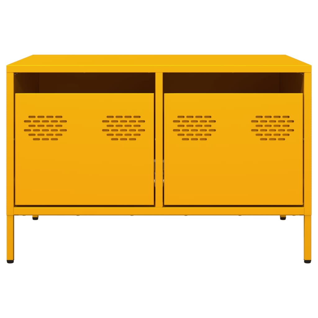 Meuble TV jaune moutarde 68x50x43,5 cm acier laminé à froid