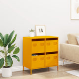 Buffet jaune moutarde 68x39x73,5 cm acier laminé à froid