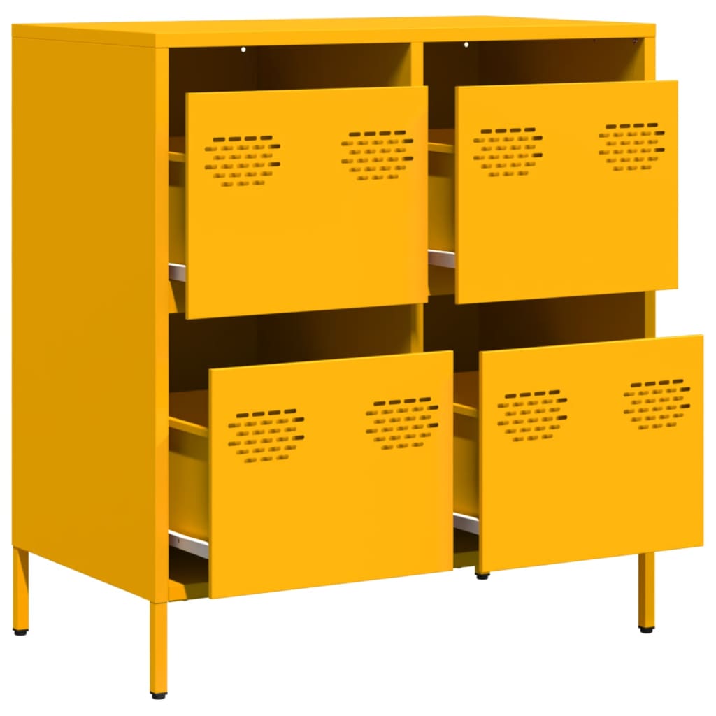 Buffet jaune moutarde 68x39x73,5 cm acier laminé à froid