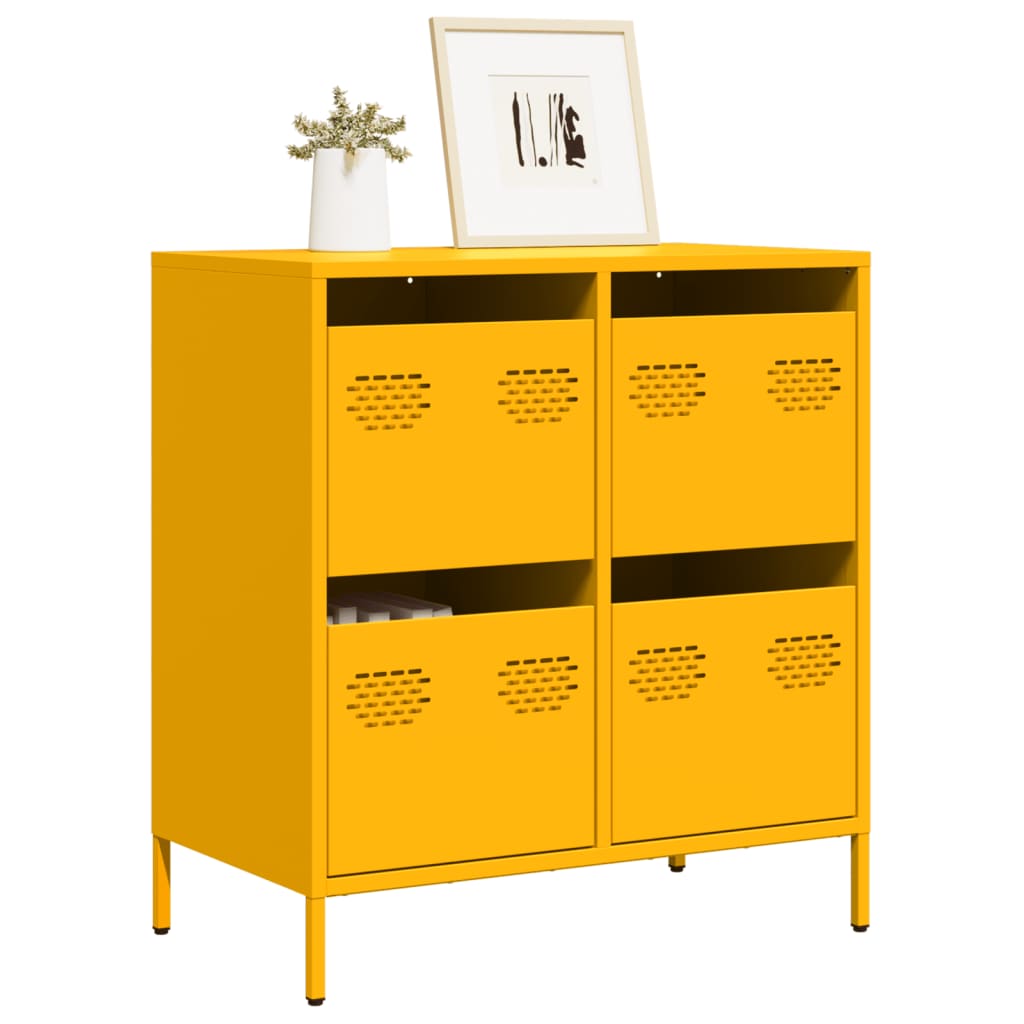 Buffet jaune moutarde 68x39x73,5 cm acier laminé à froid