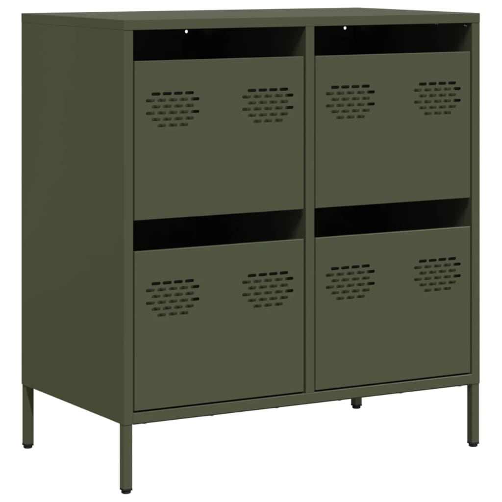 Buffet vert olive 68x39x73,5 cm acier laminé à froid