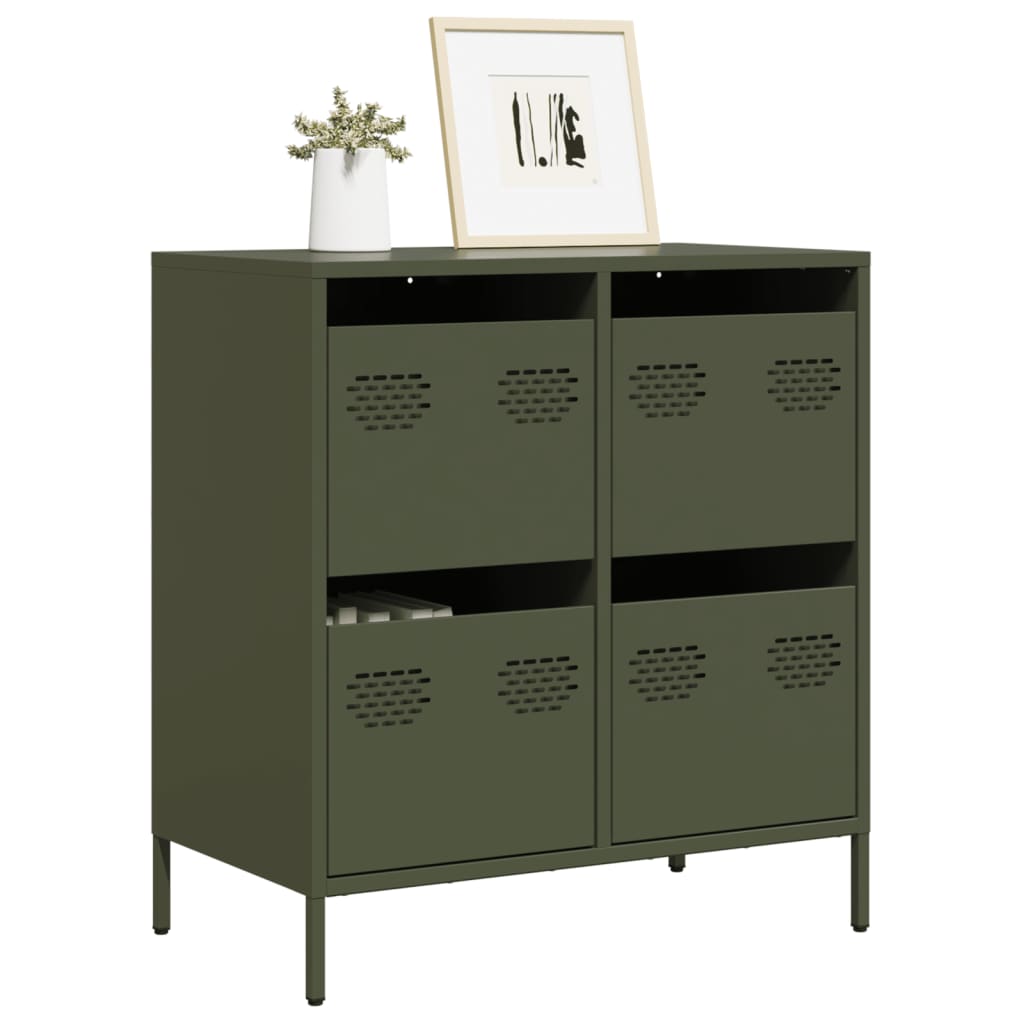 Buffet vert olive 68x39x73,5 cm acier laminé à froid