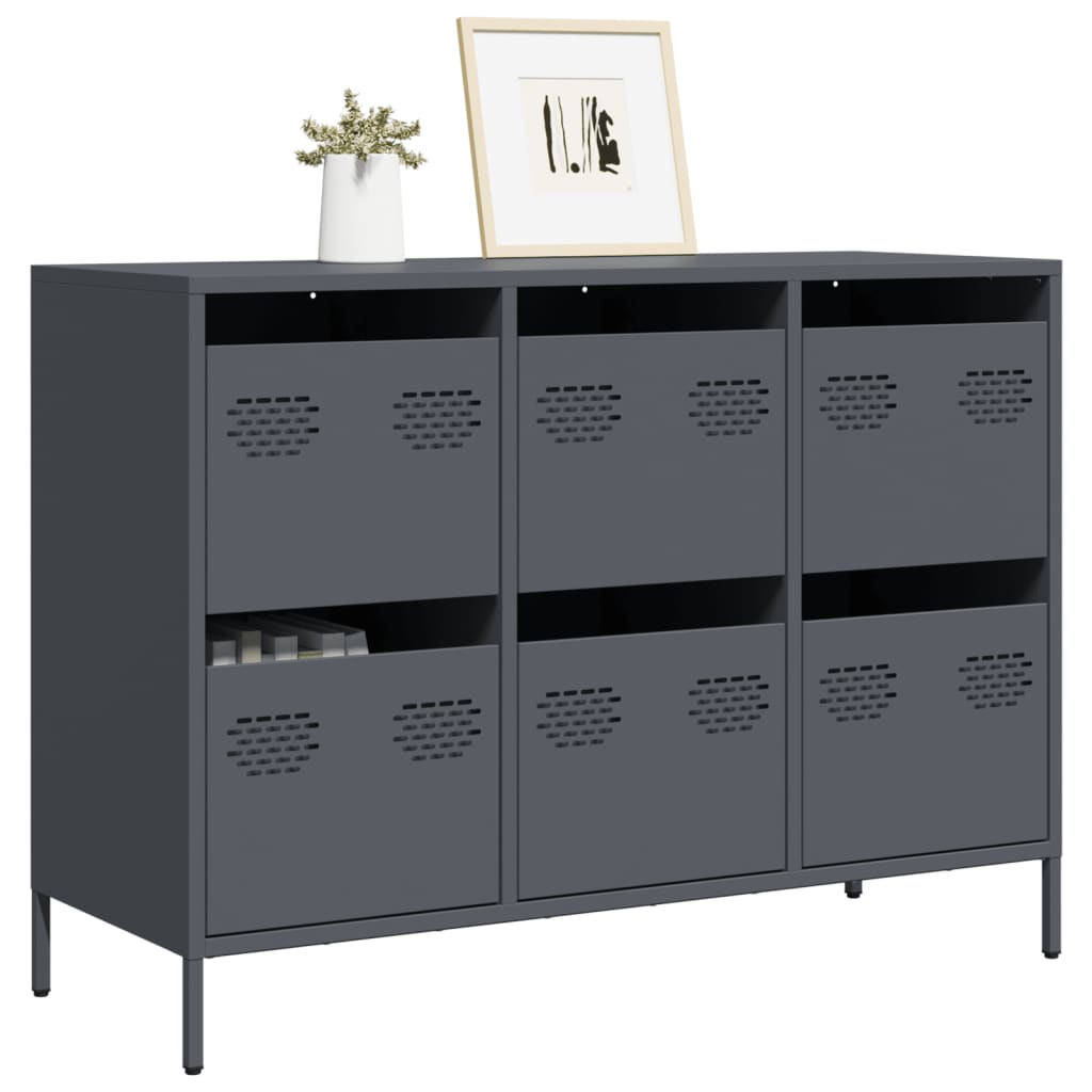 Buffet anthracite 101,5x39x73,5 cm acier laminé à froid