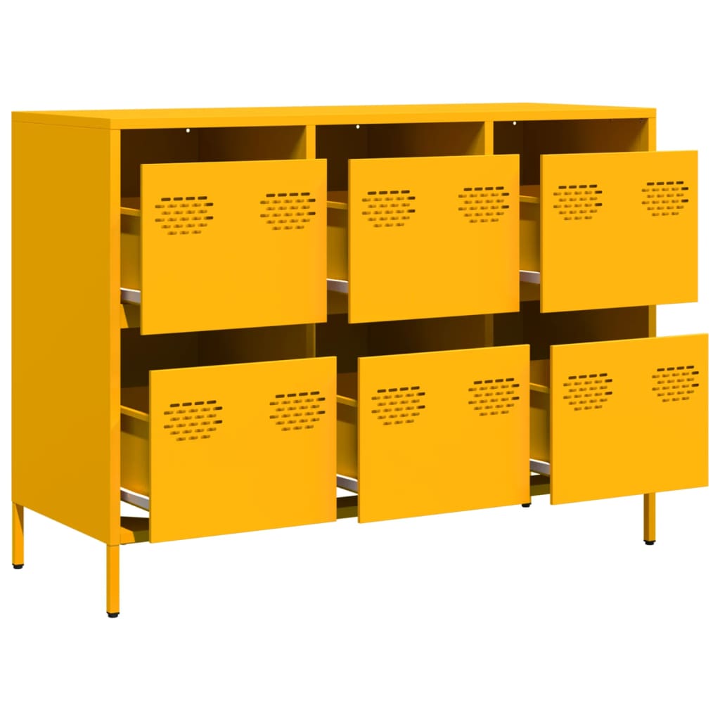 Buffet jaune moutarde 101,5x39x73,5 cm acier laminé à froid