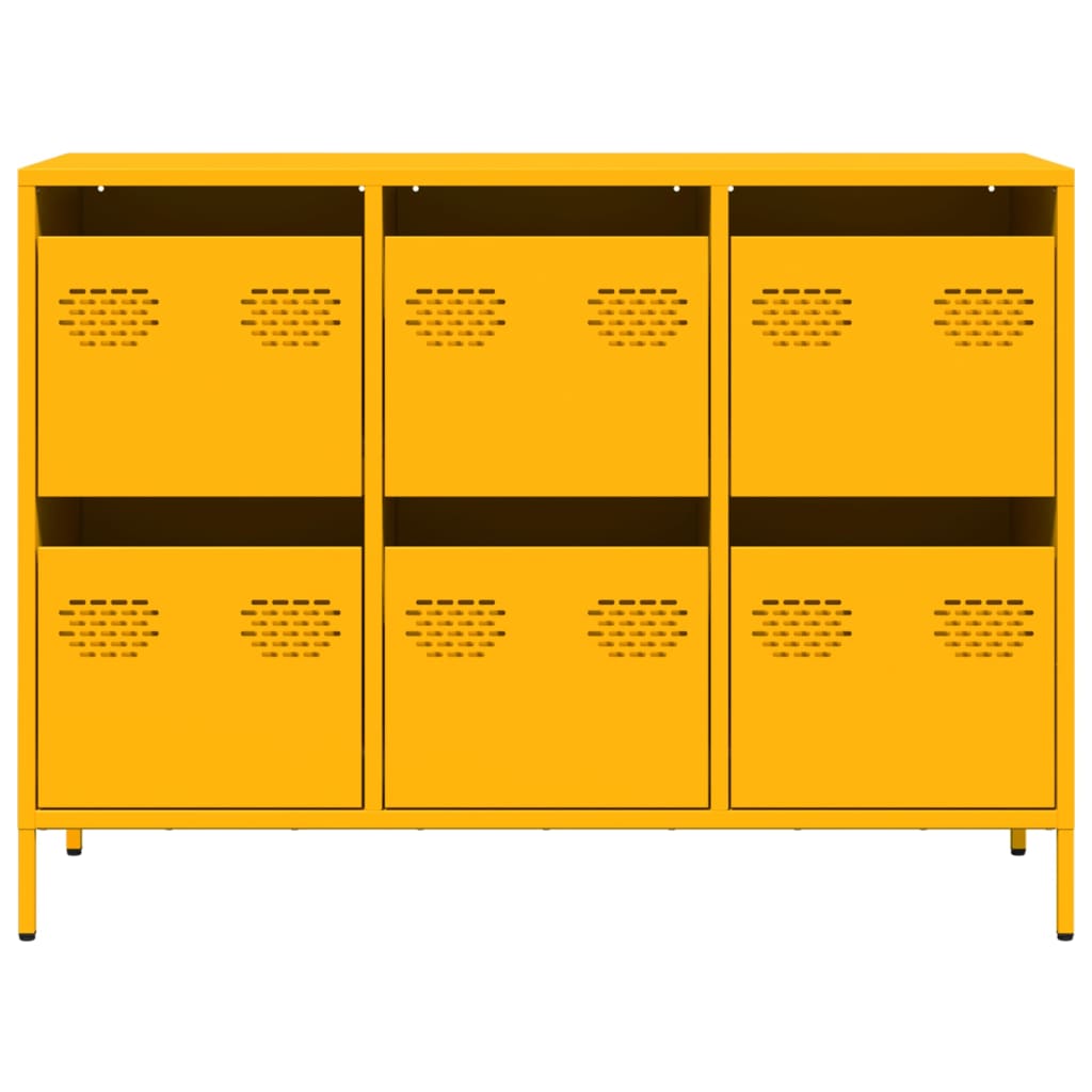 Buffet jaune moutarde 101,5x39x73,5 cm acier laminé à froid