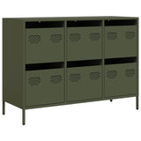 Buffet vert olive 101,5x39x73,5 cm acier laminé à froid