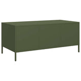 Table basse vert olive 101,5x50x43,5 cm acier laminé à froid