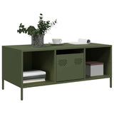 Table basse vert olive 101,5x50x43,5 cm acier laminé à froid