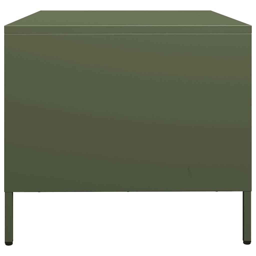 Table basse vert olive 101,5x50x43,5 cm acier laminé à froid