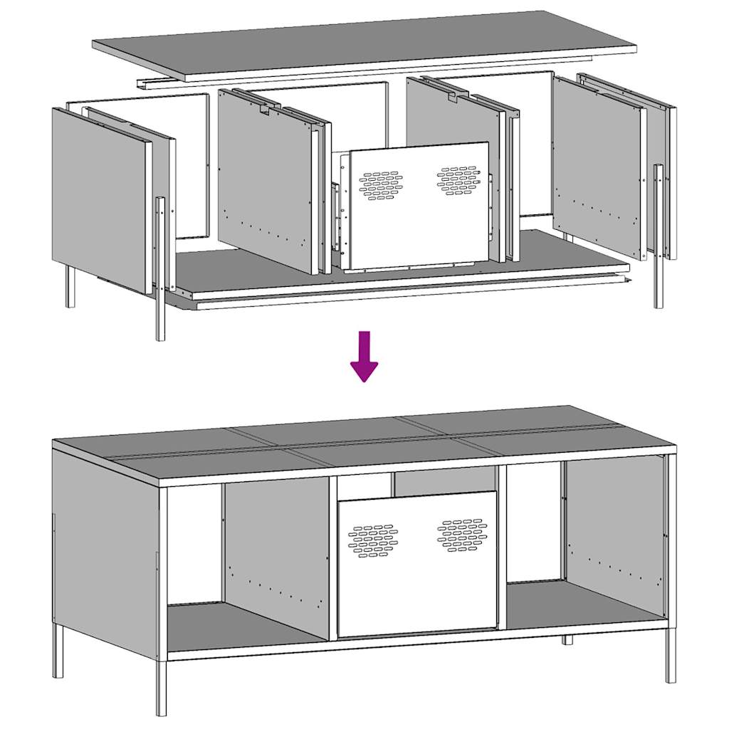 Table basse blanc 101,5x50x43,5 cm acier laminé à froid