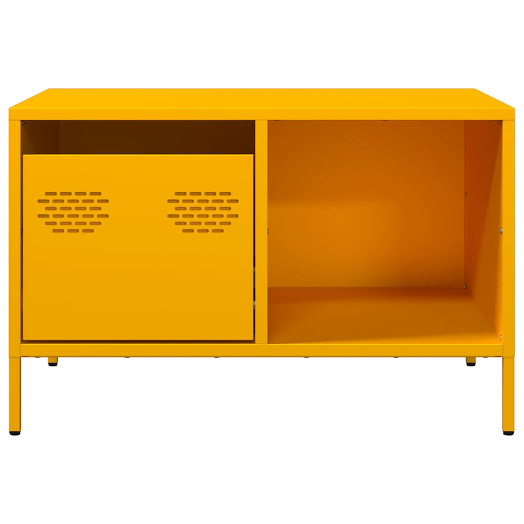 Table basse jaune moutarde 68,5x50x43,5 cm acier laminé à froid