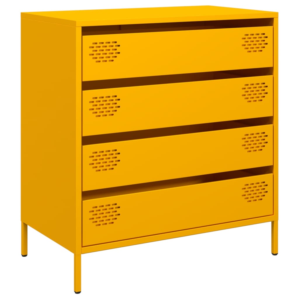 Buffet jaune moutarde 68x39x73,5 cm acier laminé à froid