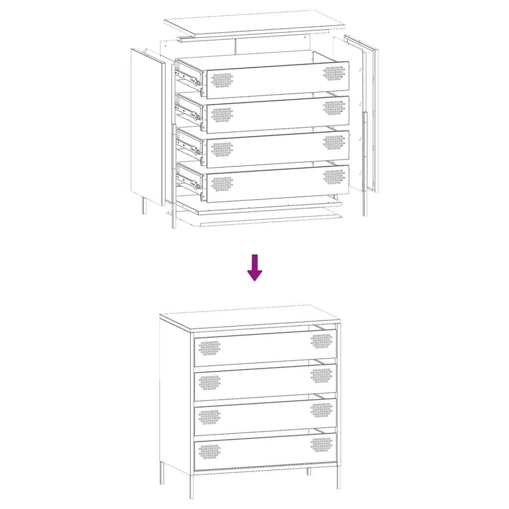 Buffet jaune moutarde 68x39x73,5 cm acier laminé à froid