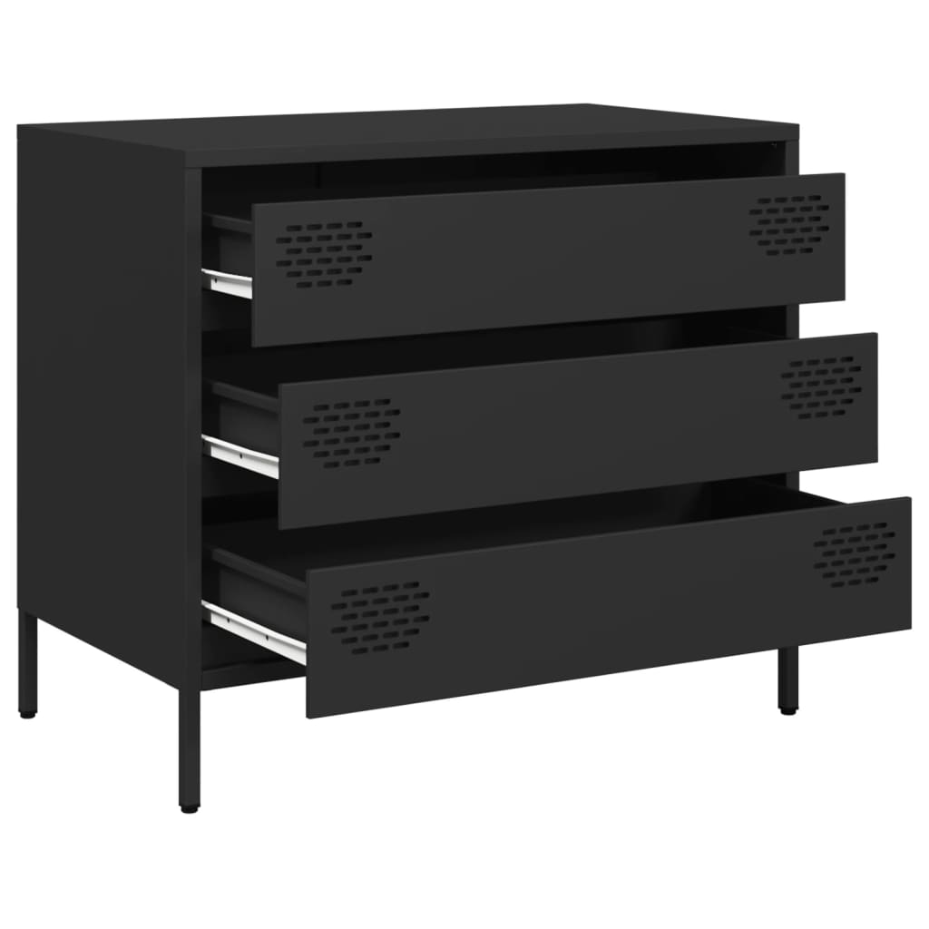 Buffet noir 68x39x58,5 cm acier laminé à froid