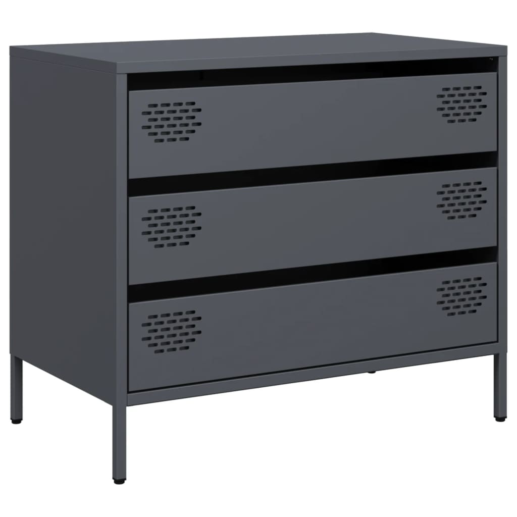 Anthrazitfarbenes Sideboard 68x39x58,5 cm aus kaltgewalztem Stahl