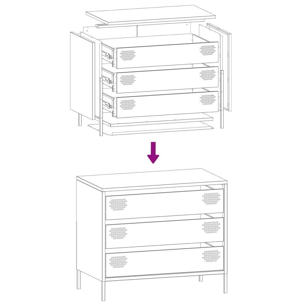 Anthrazitfarbenes Sideboard 68x39x58,5 cm aus kaltgewalztem Stahl