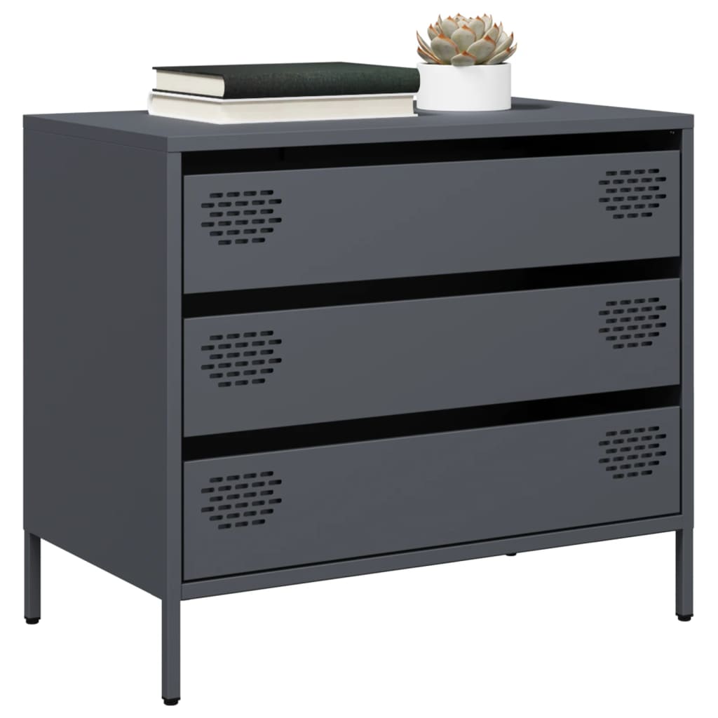 Anthrazitfarbenes Sideboard 68x39x58,5 cm aus kaltgewalztem Stahl